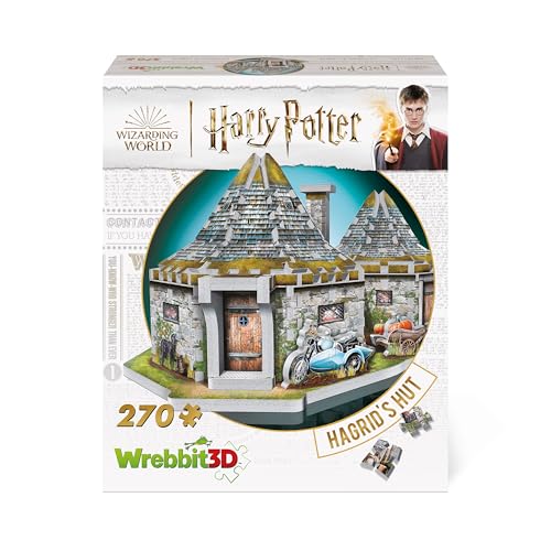 Wrebbit 3D Harry Potter Hagrid’s Hut Puzzle, 270 Pieces, Real Jigsaw Puzzle for Adults and Teens, Paper, Beginner