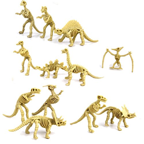 PIXNOR Assorted Dinosaur Fossil Skeleton Figures Kids Toy 12pcs (Random Styles)