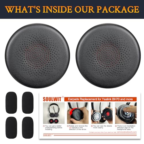 Almohadillas para auriculares SOULWIT para Yealink BH70/WH64 con 4 cubiertas de espuma para micrófono miniatura 5
