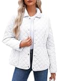 Women's Winter Quilted Jackets Long Sleeve Button Down Diamond Puffer Jacket Outerwear Coats with Pockets