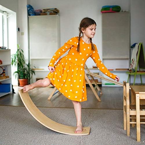 Wooden Balance Board Children’s Waldorf Balance Board Multifunction Balance Toy for Children of 3 Years and Older