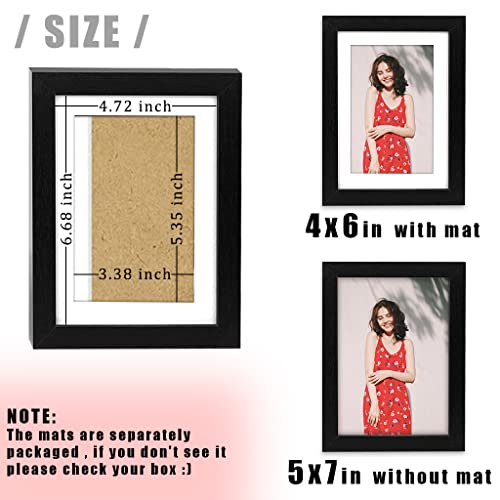 Aevete Black Picture Frames 5X7 ( 4 Pack ) Made Of Natural Solid Wood, Display Pictures 5X7 4X6, Both Vertical And Horizontal Supported #TOP1