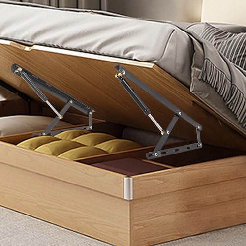 2PCs 25-40kg/55-88 lbs Load Capacity Bed Lift Mechanism, Pneumatic Gas Spring Bed Lift Heavy Duty Bed Storage Lift Gas Spring Set Gas Spring Lift Up Lifter Hardware Kit for Storage Bed Box or Sofa Bed