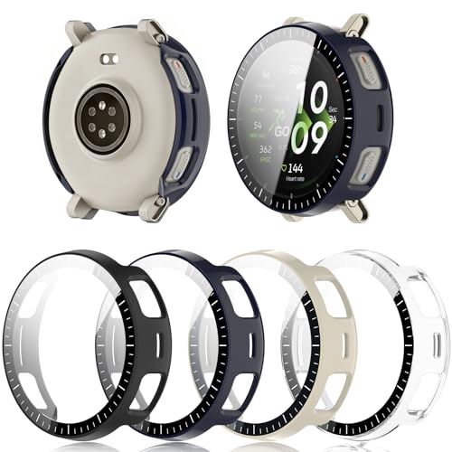 4�p�b�N �n�[�h�P�[�X Amazfit Active 3 �X�N���[���v���e�N�^�[�P�[�X�Ή� ���N���A�X�N���[���J�o�[ + ���ȃ|���J�[�{�l�[�g�o���p�[ �t���ی�t�F�C�X�J�o�[ Amazfit Active 3 �X�}�[�g�E�H�b�`�p 45mm �o���h�A�N�Z