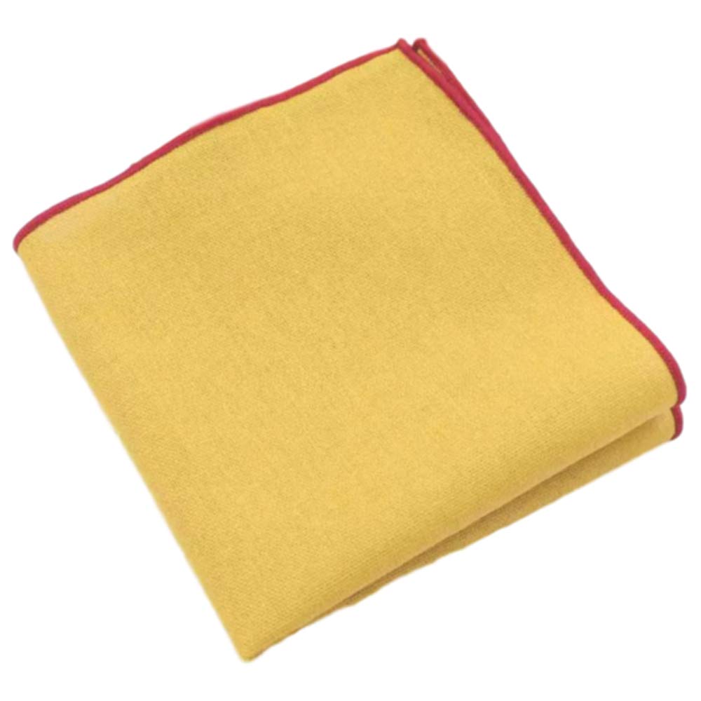 Db Dickie Bow Boys Mustard Yellow Luxury Cotton Pocket Square (Mustard Yellow) - Suitable For Formalwear, Office, Weddings, Parties, Grooms & Groomsmen Outfits