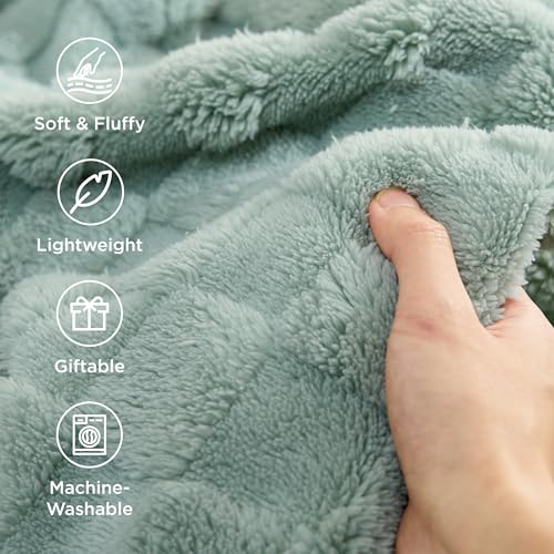 Bedsure GentleSoft Sage Green Throw Blanket for Couch - Checkered Fleece Blankets Gifts for Women Men Girls, Cute Soft Cozy Throw for Bedroom Home Decor Gifts, 50x60 Inches