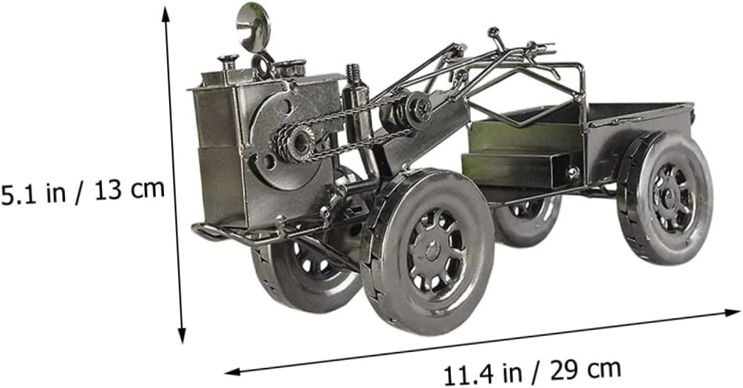 DECHOUS Vintage Iron Tractor Model Retro Style Home Desk Decoration Unique Farmhouse Adornment for Collectors and Gift Givers for Rustic Decor Enthusiasts