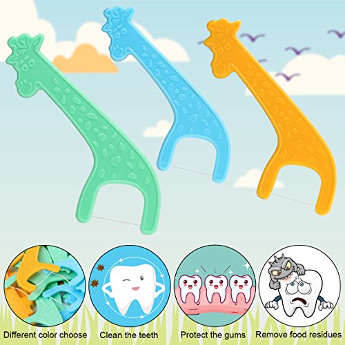 FAMILIFE Kid's Dental Floss Picks without Fluoride,4 Travel Handy Cases Unflavored Flosser 120 Picks