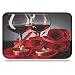 Colorful Star Roses & Red Wine Design Bath Mat Machine-Washable Non Slip Flannel Bath Rugs 24" L x 16" W