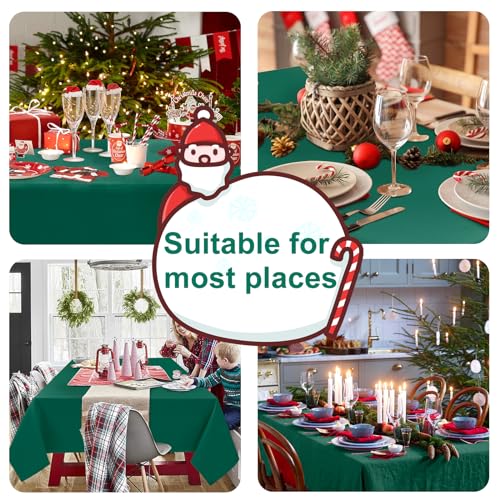 Hiasan Tablecloth for Rectangle Tables - Waterproof and Spillproof Washable Fabric Table Cloth for Dining Room Kitchen Party, 60 x 102 Inch, Emerald Green by Hiasan - Image 2