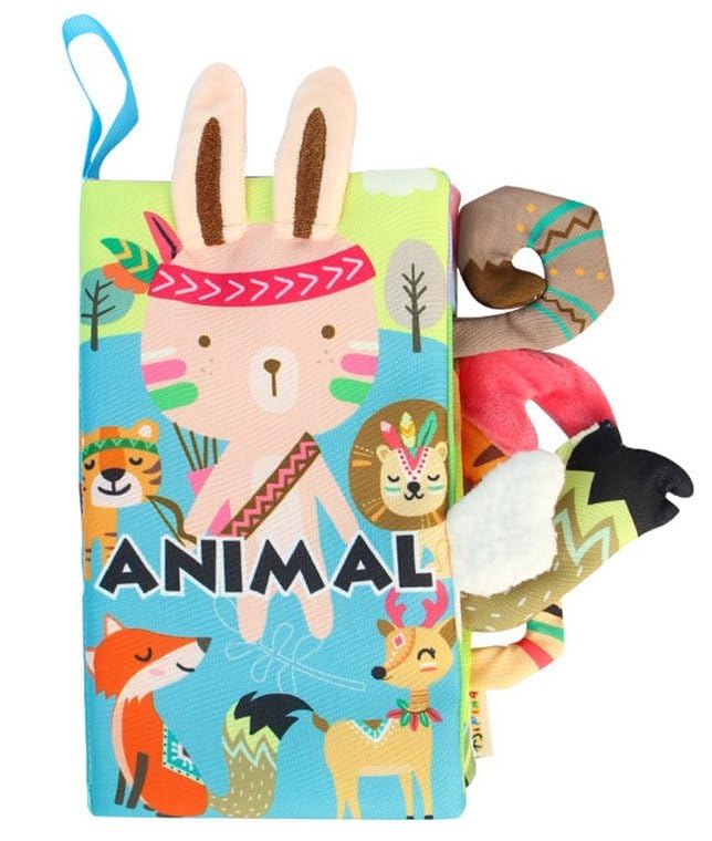 BeFunky Baby Fabric Book, Baby Book Toy Months 0 3 6 12 Months, Soft 3D Picture Book Feel Book Crinkle Book Sensory Toy Montessori Learning Toy For Boys Girls (Animal), Multicolor-image-43