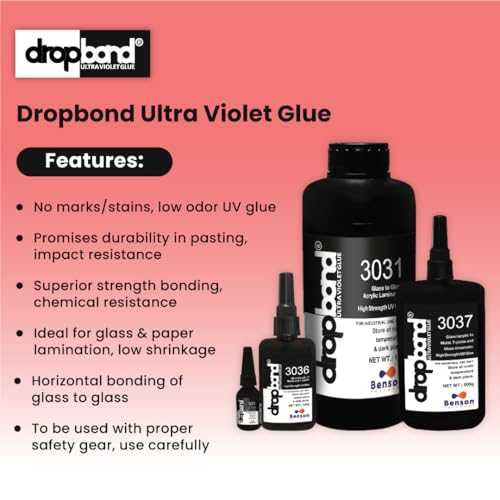 Image of POLYFIX Dropbond 3031 UV Glue With No Odor And Rapid Curing | Ideal For Acrylic To Paper Lamination, Glass And Paper, For Glass, Acrylic Paperweights, Laminated Certificates, And Mementos.100G