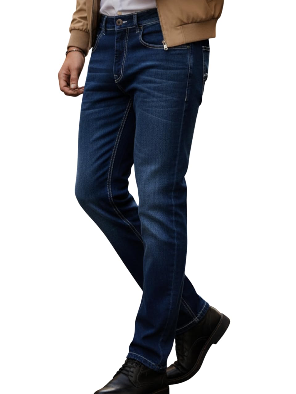 Men Straight Fit Stretchable Mid-Rise Denim Jeans for Men Casual Jeans-image-15