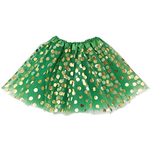Jastore Baby Girls Polka Dot Tutu Glitter Ballet Triple Layer Tulle Dance Skirt (0-2 Years, Green)
