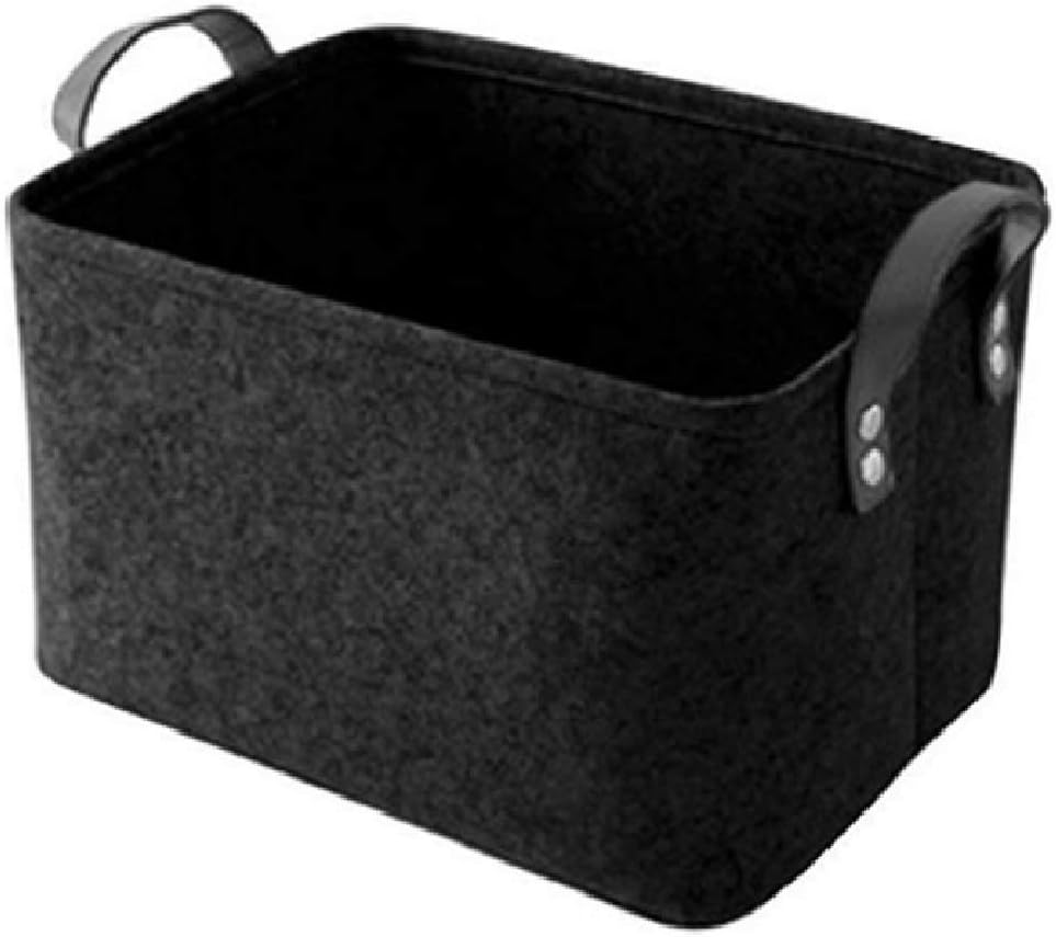 Hoomall Storage Basket with Handle Large Wool Felt Foldable Open Storage Bins Boxes Collapsible Organizer for Clothing, Toys, Books, Newspaper Light Grey, Black, Blue, Brown