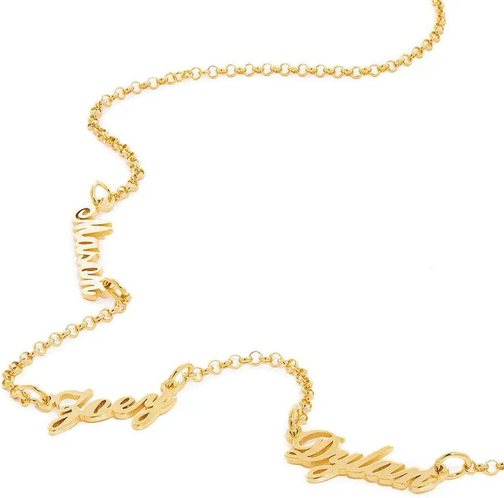 Theo Grace - Personalized Heritage Multiple Name Necklace with Diamond Options - Up to 5 inscriptions - Dainty Gift for Her, Women - Custom Elegant Jewelry for Mother's Day