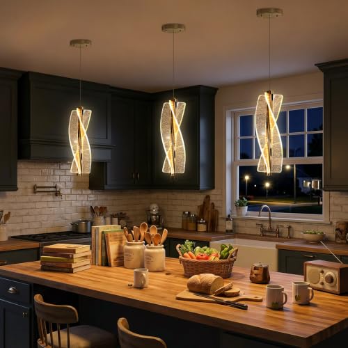 AFQEJG 1 Lights Modern LED Dimmable Chandelier for Kitchen Island Pendant Lighting Glam Chandelier Dining Room Living Room Bedroom Black by AFQEJG - Used condition - Image 6