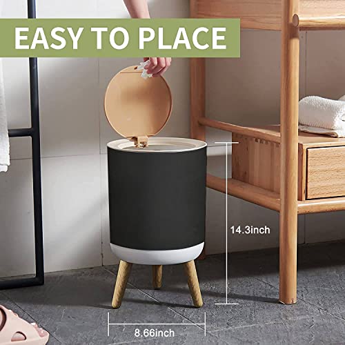 Image of Small Trash Can with Lid for Bathroom Kitchen Office Diaper elegant black old chalkboard texture distressed grunge borders soft Bedroom Garbage Trash Bin Dog Proof Waste Basket Cute Decorative