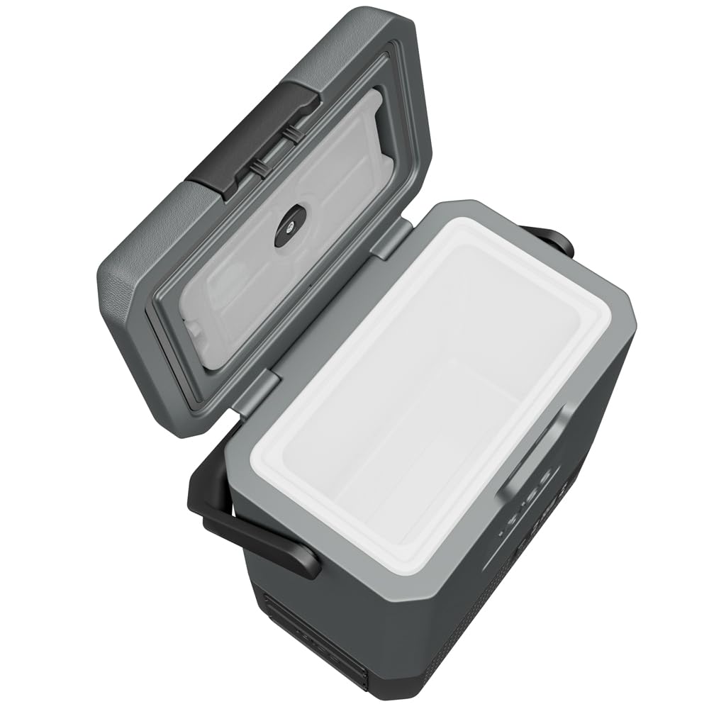 Yolco ET8 Carbon lodówka podróżna mini przenośna elektryczna lodówka z kompresorem 12/24 V DC do samochodu, ciężarówki, łodzi i gniazdka z przyłączem USB, -20°C, szara