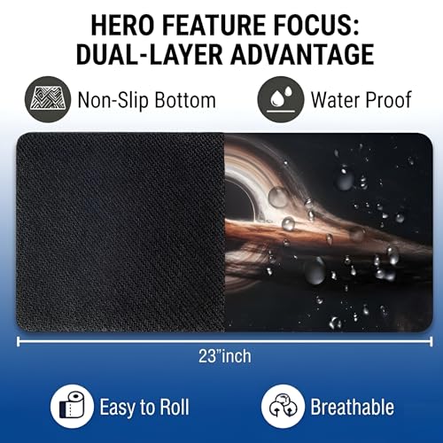 Image of Black Hole XL Extended Gaming Mouse Pad | XXL Large Desk Mat 60x30cm for Laptop & PC | Non-Slip Rubber Base, Waterproof, Durable & Smooth Surface | Office, Gaming & Study