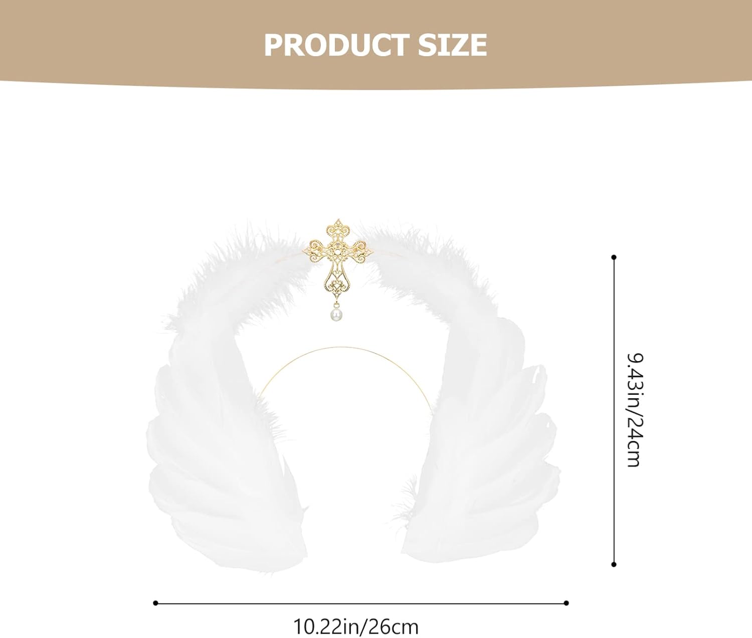 Beaupretty Gold Cross Headband Blonde Hair Accessories for Weddings Proms and Photo Props with Design