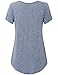 Vinmatto Women's Scoop Neck Pleated Blouse Top Tunic Shirt(M,Grey Blue)