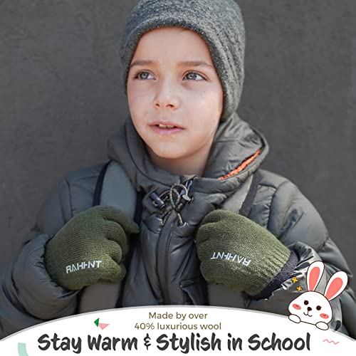 Image of Rahhint Kids Winter Gloves for Boys Girls Children Toddler Thermal Wool Knit Gloves with Insulated Fleece Lining Keep Hand Warm Gift
