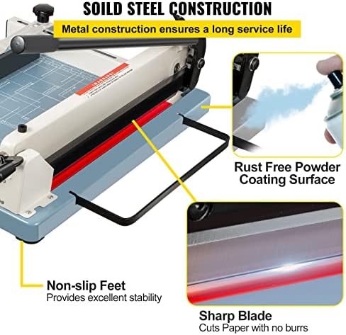 VEVOR Industrial Paper Cutter A3 Heavy Duty Paper Cutter 17 Inch Paper Cutter Heavy Duty 500 Sheets Paper Guillotine with Clear Cutting Guide Grids for Offices, Schools, Businesses and Printing Shops
