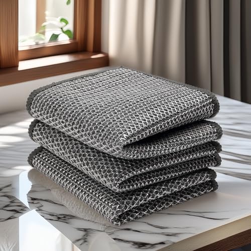 Image of Cutting EDGE 180 GSM - Set of 3 - Car & Bike Cleaning Cloth, Reverse Scrub Microfiber Cloth with Mesh Side, Removes Oil & Dirt, Scratch Free Reusable Cloth, Grey (20 x 20 cm)