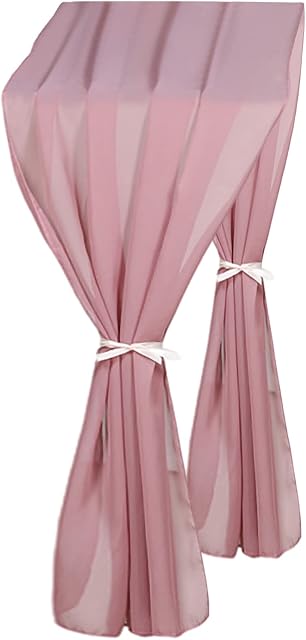 rismart Sheer Chiffon Table Runner 29x120 Inches Wedding Table Sheet Bridal Party Decor Dirty Pink