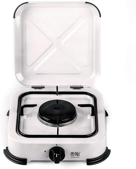 NJ-01 Camping Gas Stove Portable Single Burner LPG Cooker White Enamel Lid 2.2kW