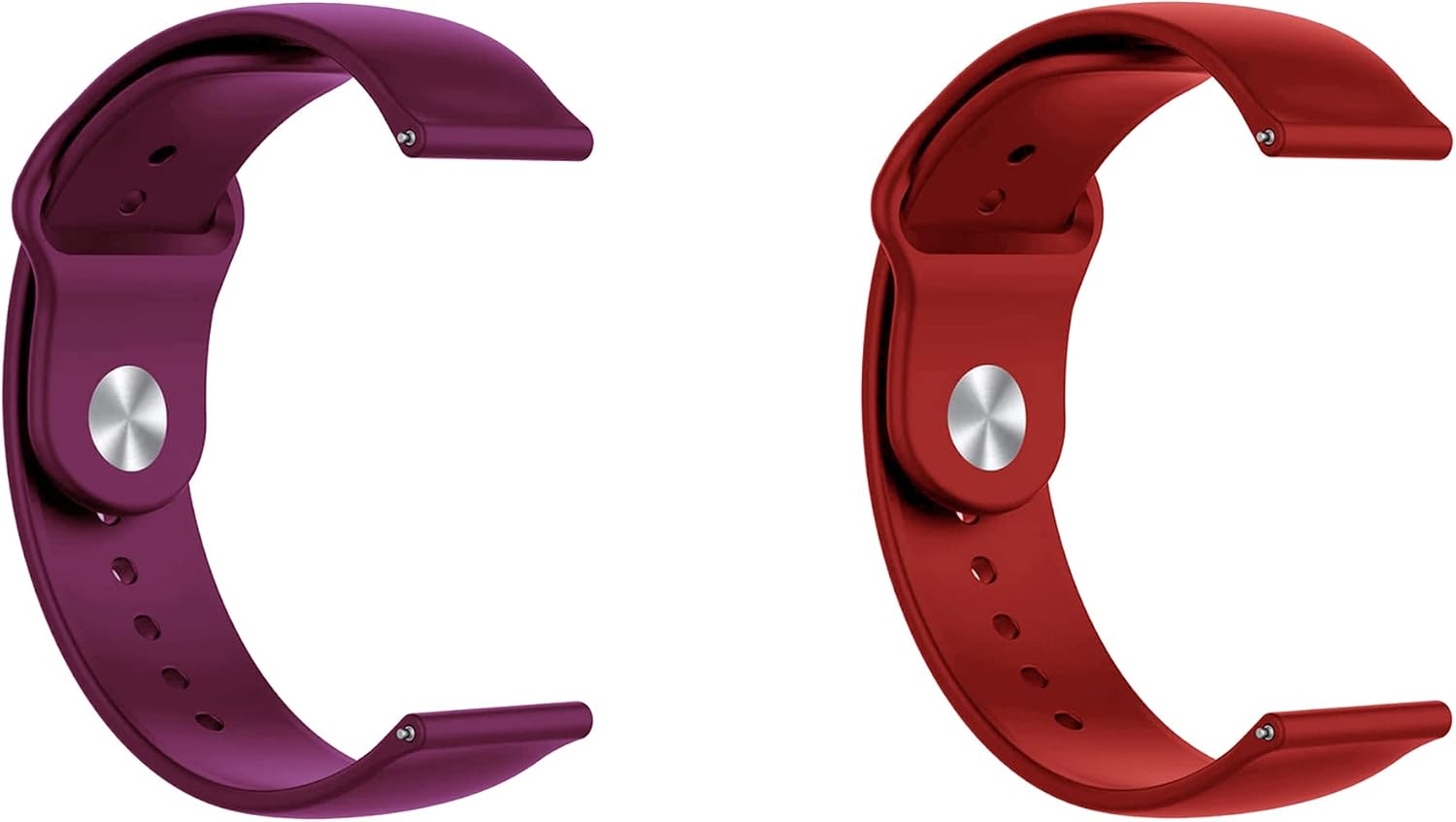Quick Release Watch Band Compatible With Peanuts x Timex Marlin Automatic Pickleball (40 MM) Silicone Watch Strap with Button Lock, Pack of 2 (Purple and Red) image 2