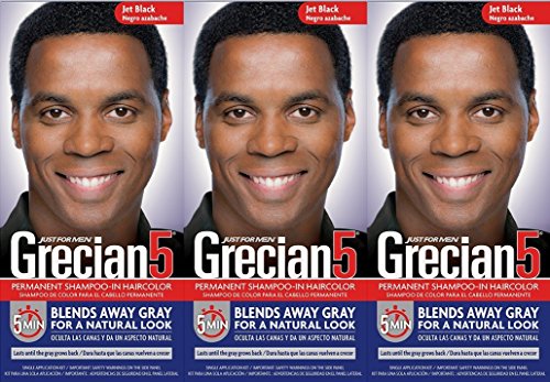 Just For Men Grecian 5 Permanent Shampoo-In Haircolor, Jet Black (3 Applications)