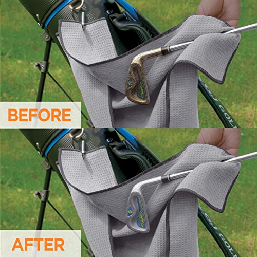 3 Pack Golf Towel, Microfiber Golf Towels For Golf Bags For Men - Disc Golf Towel With Clip For Men - Waffle Pattern – Machine Washable And Super Absorbent Microfiber Golf Bag Towels , 16 X 16 Inches #TOP4