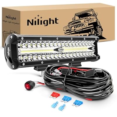 Nilight ZH411-A 12Inch 12 Inch 300W Triple Row Flood Spot Combo 30000LM Led Off Road Lights for Trucks with 16AWG Wiring Harness Kit,2 Years Warranty