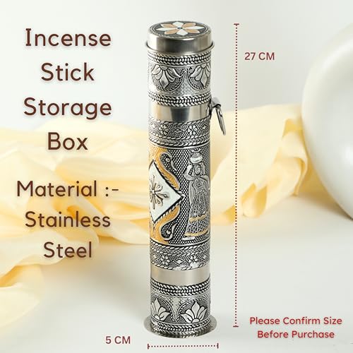 Image of Metal Stainless Steel Incense Stick Storage Box Holder (Black)