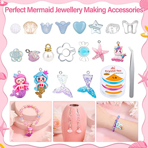 Qinzave 802Pcs Bracelet Making Kit For Girls Mermaid Beads For Jewelry Making Assorted Sizes 6Mm 8Mm Jewelry Making Kit With Mermaid Shell Pendants, Mermaid Beads For Bracelet Necklace Diy Craft #TOP7