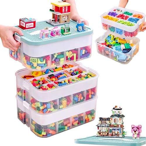 Aolawco Aufbewahrungsboxen für Lego Duplo Bausteine, 3 Etagen Transparente...