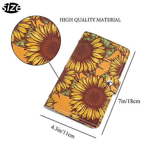 Business Card Holder Book, LIZIMANDU Business Card Book Case PU Leather Organization Binder Name ID Card Holder for Men & Women, Up to 192 Cards Capacity (1 Pack, 1-Sunflower in Yellow) - Thumbnail 3
