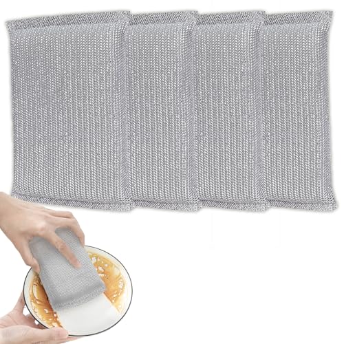 8 Pack Scouring Pads Sponges Set, Non Scratch Scrubbing Metal Scourer for Dishwashing, Durable Kitchen and Bathroom Cleaning Sponges for Multi-Surface Use
