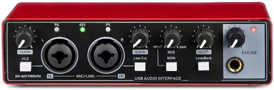 kh USB Audio Interface 24-Bit/196kHz Professional Sound Card | Audio Mixer with XLR, TRS & TS Inputs | Recording Interface for Guitarists, Vocalists, Podcasters & Music Producers