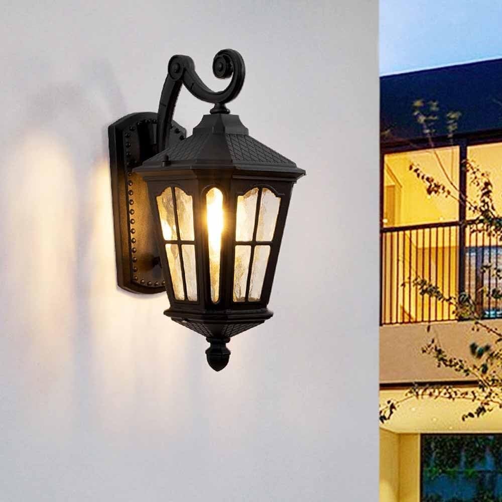Lampa Ogrodowa,Lampy Czarna Zewnętrzna Lampa Ścienna Z Wodoodpornym Szklanym Kloszem Zewnętrznym, Aluminiowa Lampa Ścienna Na Patio Do Ogrodu Oprawa Ogrodowa(1-Pack)