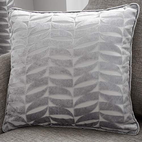Image of Curtina Kendal Damask Geometric Textured Piped Filled Cushion, Silver, 43 x 43 Cm