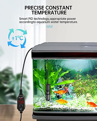 Silicar Mini Aquarium Heater, 10W Fish Tank Heater With Built-In Thermometer, Led Display, External Temperature Controller, Submersible Turtle Tank Heater For 0.5-1 Gallon #TOP1
