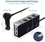 Charger rapidement 3.0 Adaptateur pour allume-cigare, Cossato 120W 12V/24V 3-Socket Splitteur de puissance DC Sortie avec 8.5A 4 USB Chargeur de voiture multifonctions de ports, LED Affichage de la tension, mise à jour de l'interrupteur éteint