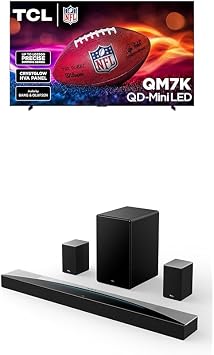 TCL 98-Inch QM7K QLED 4K Smart QD-Mini LED TV with Google TV 98QM7K, 2025 Model + Q85H Q Class 7.1.4 Channel Sound Bar with Dolby Atmos