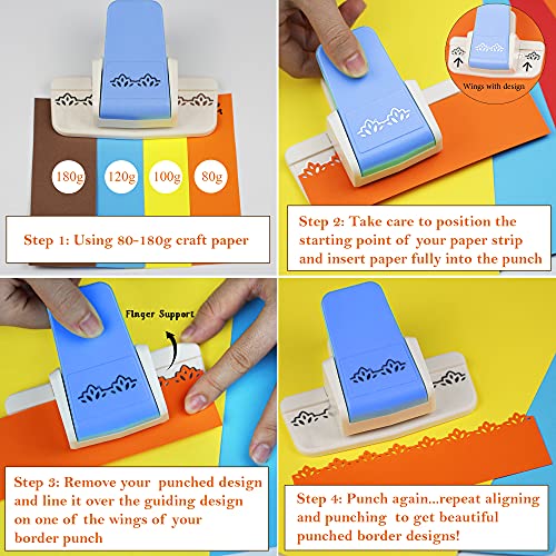 Ecohu Border Punch, Border Edge Craft Punch, Flower Design Embossing Punch, Tools Scroll Punch For Scrapbooking, Wedding Cards, Decoration And Diy Arts. (Patten-1) #TOP1