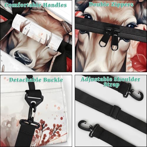 Sports Duffle Bags Travel Duffle Bag Gym Bag Wild Reindeer Elk Weekender Travel Bag Waterproof Overnight Bag Carry On Travel Tote Bag Dance Bags4