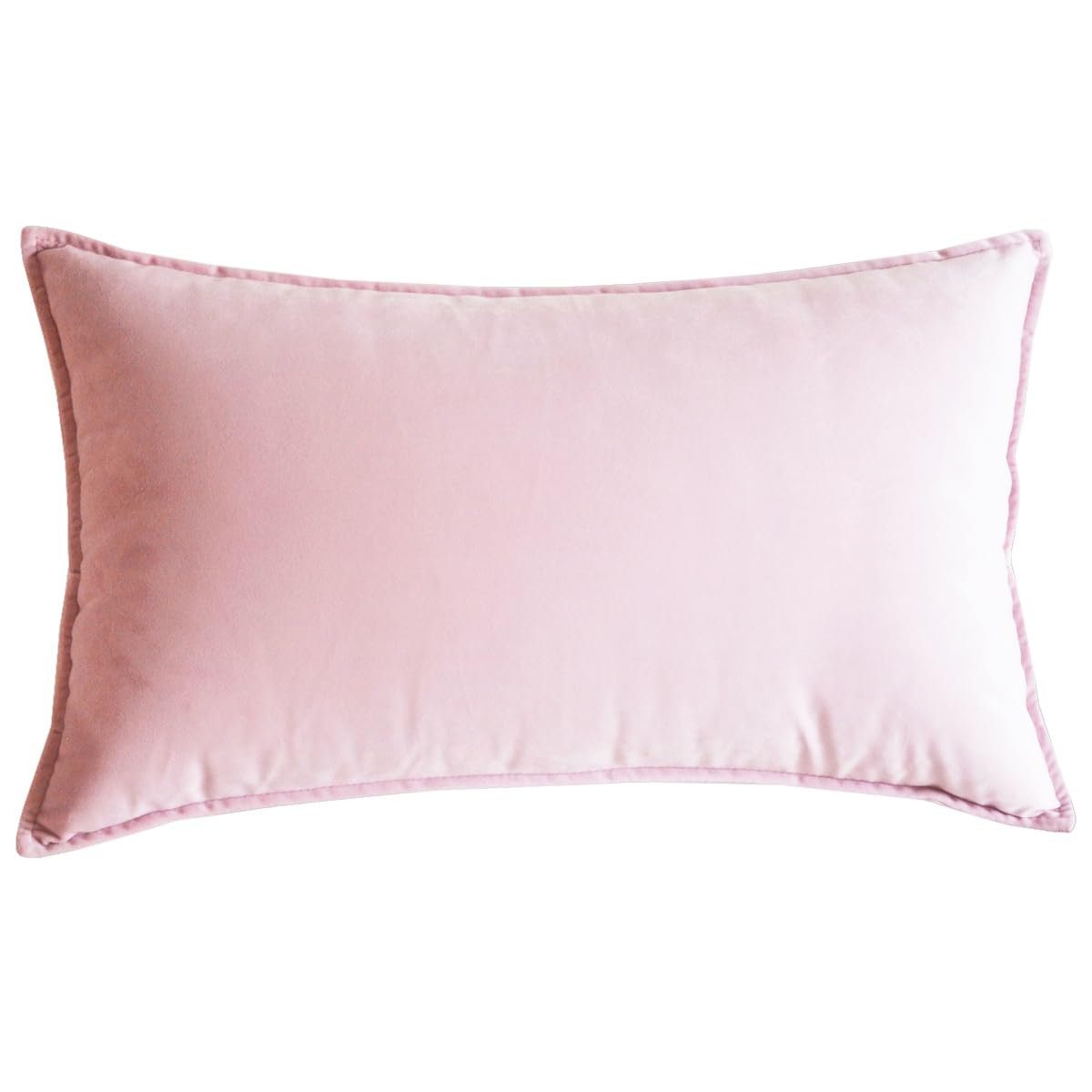 Lutanky Velvet Cushion Cover Decorative Rectangle Throw Pillow Case Soft Flanges Pillowcase for Sofa Bedroom with Invisible Zipper 12x20 Inch 30 x 50 cm (light pink, 1 Piece) — image 1