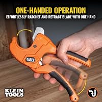 Klein Tools 50063 PVC-Rohrschneider mit Ratsche, schneidet 1-1/4 Zoll I.D. PVC, CPVC, PEX-Rohre, Einhandbedienung, austauschbare Klingen – Ansicht 3